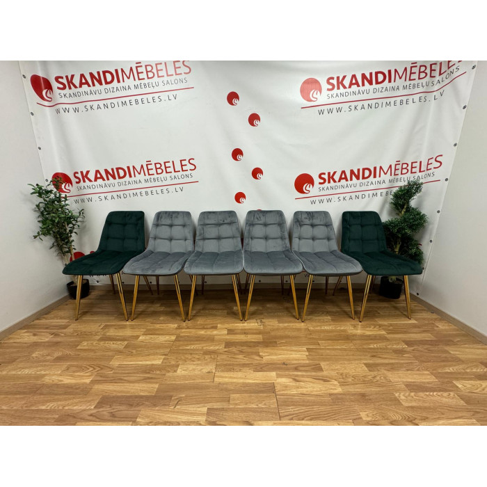 Virtuvės kėdės Pearl (Velveta) iš ekspozicijos (5gb pilkos, 2gb žalios)